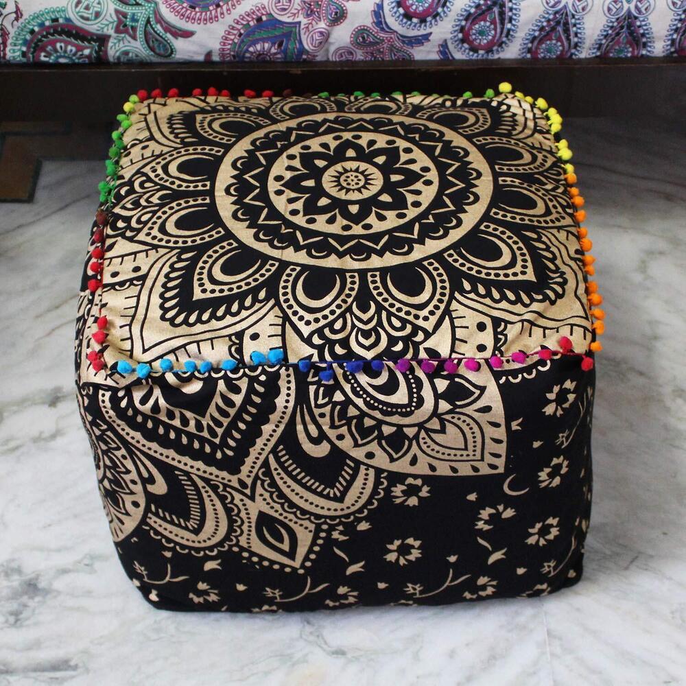 2671 Mandala Meditation Floor Pillows Cover Square Pillow Seating Hippie